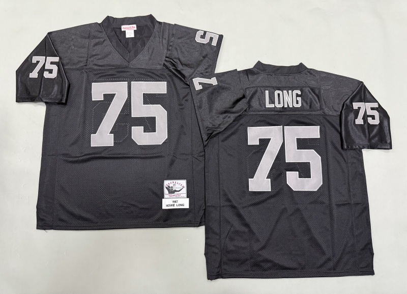 Men 2025 Nike Oakland Raiders #75 Long black Throwback Limited NFL Jersey style 001
